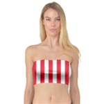 Vertical Stripes - White and Alizarin Red Bandeau Top