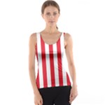 Vertical Stripes - White and Alizarin Red Tank Top