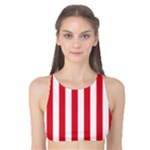 Vertical Stripes - White and Alizarin Red Tank Bikini Top