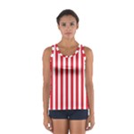 Vertical Stripes - White and Alizarin Red Women s Sport Tank Top