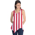 Vertical Stripes - White and Alizarin Red Sleeveless Tunic