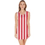 Vertical Stripes - White and Alizarin Red Bodycon Dress