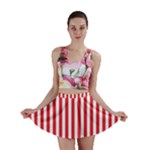 Vertical Stripes - White and Alizarin Red Mini Skirt