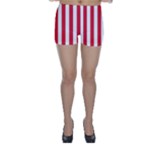 Vertical Stripes - White and Alizarin Red Skinny Shorts