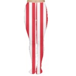 Vertical Stripes - White and Alizarin Red Women s Tights