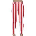 Vertical Stripes - White and Alizarin Red Yoga Leggings