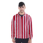 Vertical Stripes - White and Alizarin Red Wind Breaker (Men)