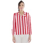 Vertical Stripes - White and Alizarin Red Wind Breaker (Women)