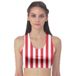 Vertical Stripes - White and Alizarin Red Women s Sports Bra