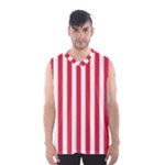 Vertical Stripes - White and Alizarin Red Men s Basketball Tank Top