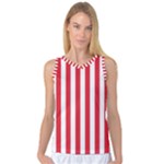Vertical Stripes - White and Alizarin Red Women s Basketball Tank Top