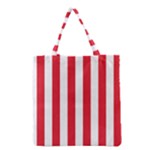 Vertical Stripes - White and Alizarin Red Grocery Tote Bag