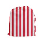 Vertical Stripes - White and Alizarin Red Drawstring Pouch (XL)