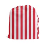 Vertical Stripes - White and Alizarin Red Drawstring Pouch (XXl)