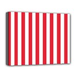 Vertical Stripes - White and Alizarin Red Deluxe Canvas 20  x 16  (Stretched)