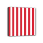 Vertical Stripes - White and Alizarin Red Mini Canvas 4  x 4  (Stretched)