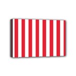 Vertical Stripes - White and Alizarin Red Mini Canvas 6  x 4  (Stretched)