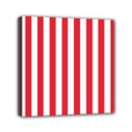 Vertical Stripes - White and Alizarin Red Mini Canvas 6  x 6  (Stretched)