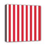 Vertical Stripes - White and Alizarin Red Mini Canvas 8  x 8  (Stretched)