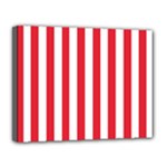 Vertical Stripes - White and Alizarin Red Canvas 14  x 11  (Stretched)