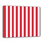 Vertical Stripes - White and Alizarin Red Canvas 20  x 16  (Stretched)