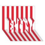 Vertical Stripes - White and Alizarin Red BOY 3D Greeting Card (7x5)