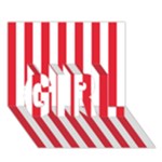 Vertical Stripes - White and Alizarin Red GIRL 3D Greeting Card (7x5)