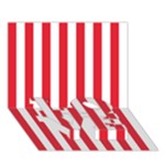 Vertical Stripes - White and Alizarin Red LOVE Bottom 3D Greeting Card (7x5)