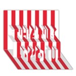 Vertical Stripes - White and Alizarin Red THANK YOU 3D Greeting Card (7x5)