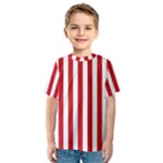 Vertical Stripes - White and Fire Engine Red Kid s Sport Mesh Tee