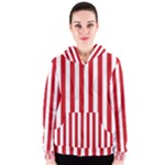 Vertical Stripes - White and Fire Engine Red Women s Zipper Hoodie