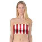 Vertical Stripes - White and Fire Engine Red Bandeau Top