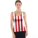Vertical Stripes - White and Fire Engine Red Tank Top