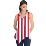 Vertical Stripes - White and Fire Engine Red Sleeveless Tunic