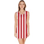 Vertical Stripes - White and Fire Engine Red Bodycon Dress