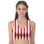 Vertical Stripes - White and Fire Engine Red Women s Sports Bra