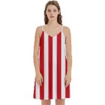 Vertical Stripes - White and Fire Engine Red Women s Reversible Sports Bra with Border