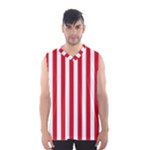 Vertical Stripes - White and Fire Engine Red Men s Basketball Tank Top