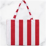 Vertical Stripes - White and Fire Engine Red Mini Tote Bag