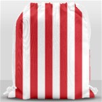 Vertical Stripes - White and Fire Engine Red Drawstring Bag (Large)