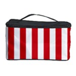 Vertical Stripes - White and Fire Engine Red Cosmetic Storage Case