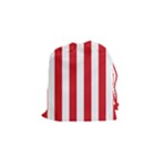 Vertical Stripes - White and Fire Engine Red Drawstring Pouch (S)