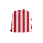 Vertical Stripes - White and Fire Engine Red Drawstring Pouch (M)