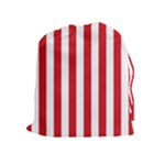 Vertical Stripes - White and Fire Engine Red Drawstring Pouch (XL)