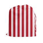 Vertical Stripes - White and Fire Engine Red Drawstring Pouch (XXl)