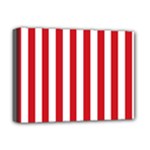 Vertical Stripes - White and Fire Engine Red Deluxe Canvas 16  x 12  (Stretched)