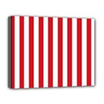 Vertical Stripes - White and Fire Engine Red Deluxe Canvas 20  x 16  (Stretched)