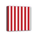 Vertical Stripes - White and Fire Engine Red Mini Canvas 4  x 4  (Stretched)