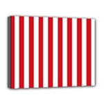 Vertical Stripes - White and Fire Engine Red Canvas 14  x 11  (Stretched)