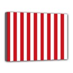 Vertical Stripes - White and Fire Engine Red Canvas 16  x 12  (Stretched)